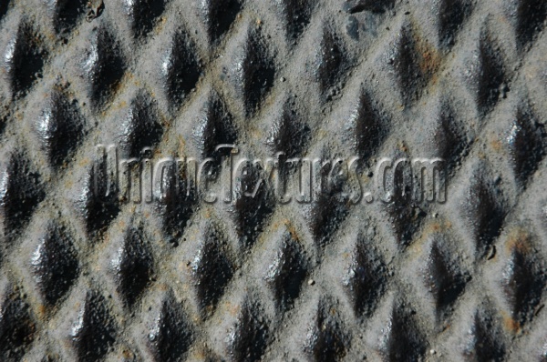 manhole diamonds pattern weathered industrial metal black gray  