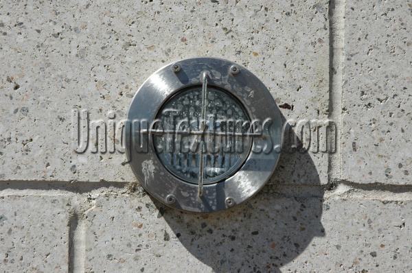 gray metallic concrete metal mech/elec shiny round wall fixture