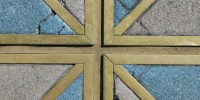 multicolored concrete metal architectural grooved angled floor