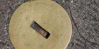 metallic concrete metal industrial shiny round manhole street   