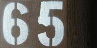 sign numerical industrial metal paint dark brown white